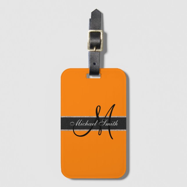 Monogram Amber (SAE-ECE) Colour Background Luggage Tag (Front Vertical)