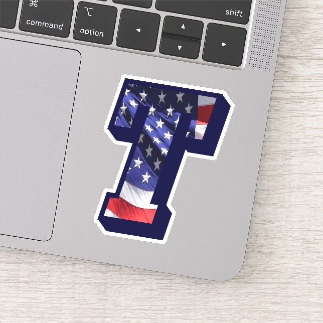 Monogram American Flag Letter T Initial USA Text (Detail)