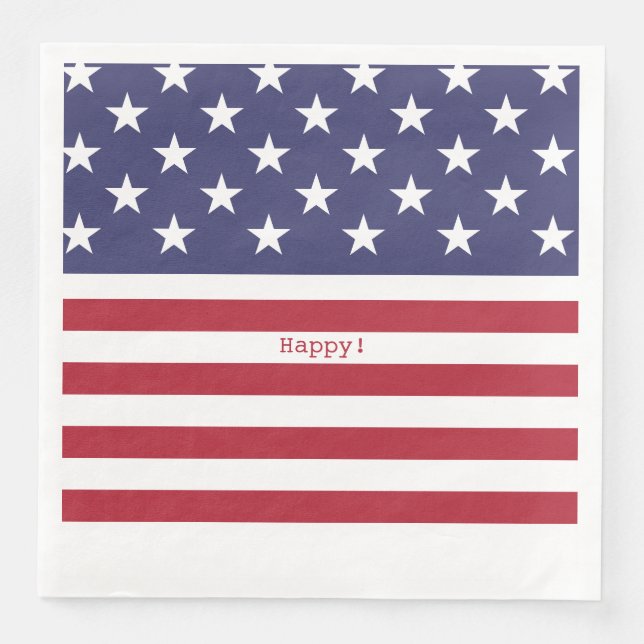 Monogram American USA Flag 4th of July Personalise Napkin (Front)