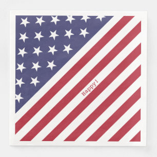Monogram American USA Flag 4th of July Personalize Napkin