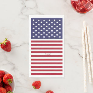 Monogram American USA Flag 4th of July Personalize Napkin