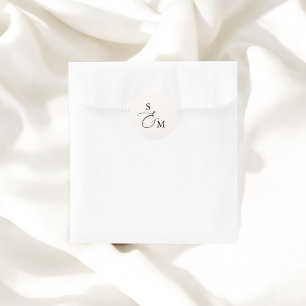 Monogram Ampersand Script Wedding Classic Round Sticker