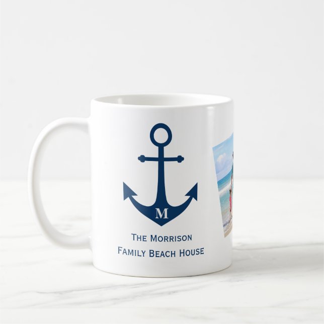 Monogram Anchor Family Beach House Coffee Mug (Left)