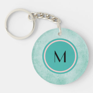 Monogram and Butterfly on mint green colour Key Ring