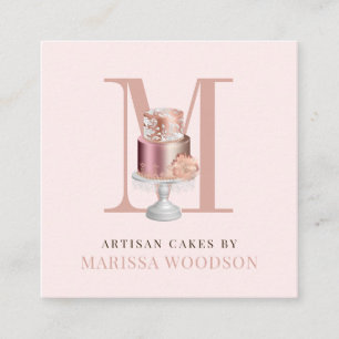 Monogram And Cake Bakery Pastry Chef Square Busine Square Business Card