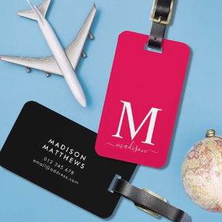 Monogram and Calligraphy with Editable Background Luggage Tag