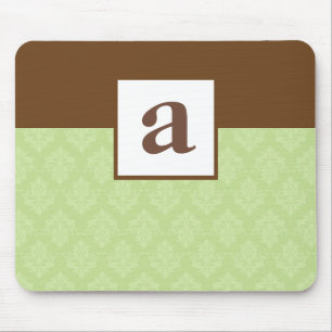 Monogram and Damask Pattern Custom Mousepad