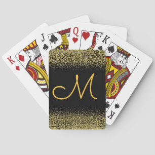 Monogram and Gold Glitter Playing Cards