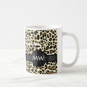 Monogram and leopard print coffee mug