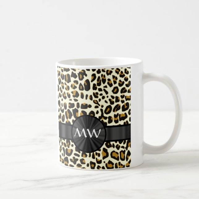 Monogram and leopard print coffee mug (Right)