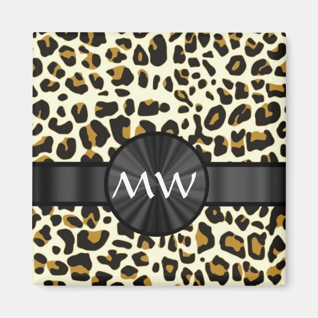 Monogram and  leopard print magnet (Front)