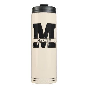 Monogram and Name Modern Man Thermal Tumbler