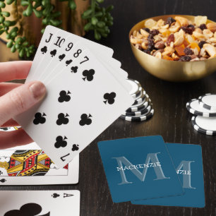 Monogram and Name Personalised Custom Off Set Text Playing Cards