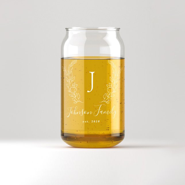 Monogram and name script elegant personalised can glass (Creator Uploaded)