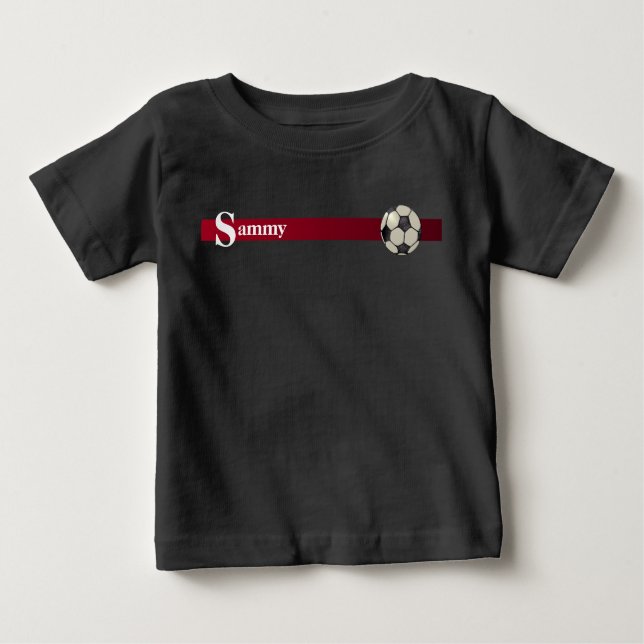 Monogram and Name Soccer Design Baby T-Shirt (Front)