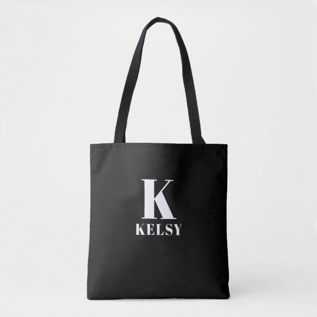 Monogram and Name Tote Bag (Front)