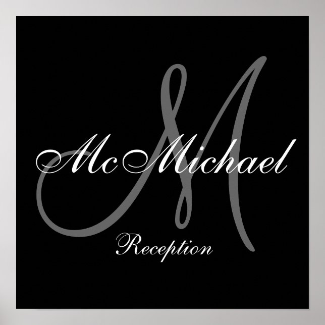 Monogram and Name Wedding Reception Sign (Front)