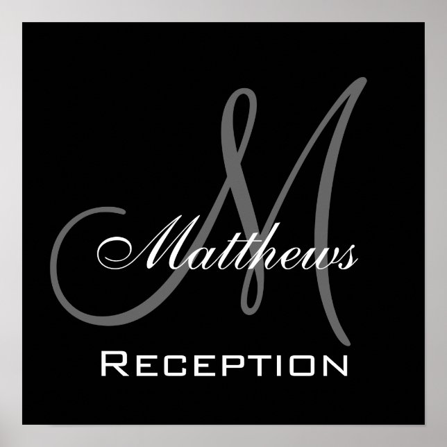 Monogram and Name Wedding Reception Sign (Front)