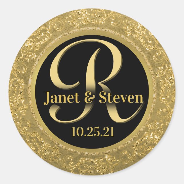 Monogram and Names Golden Glam Seal (Front)