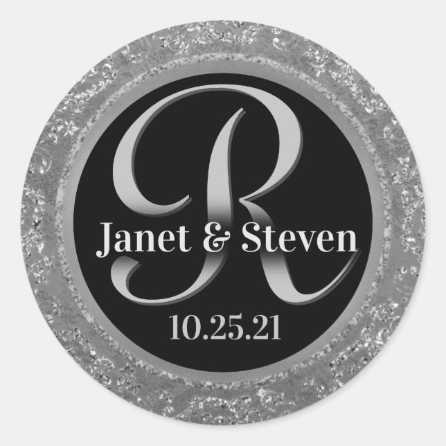 Monogram and Names Silver Glam Seal (Front)
