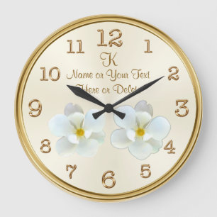 Monogram and Personalised Magnolia Clock