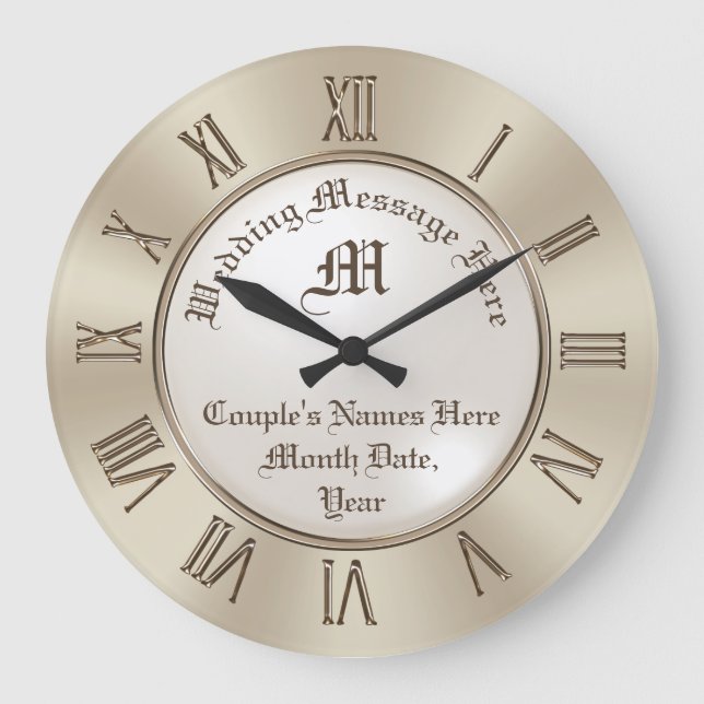 Monogram and Personalised Wall Clock Wedding Gift (Front)