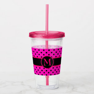 Monogram and Polka Dots Acrylic Tumbler