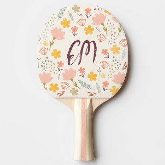 Monogram and Quote Boho Flowers  Ping Pong Paddle