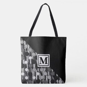 Monogram and Retro Dots Tote Bag
