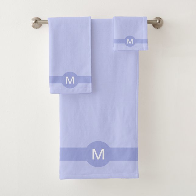 Monogram and Stripe on Light Blue Bath Towel Set (Insitu)