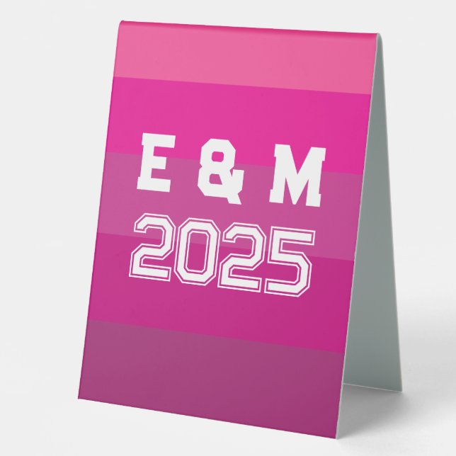 Monogram and year Table Tent Sign (Front)