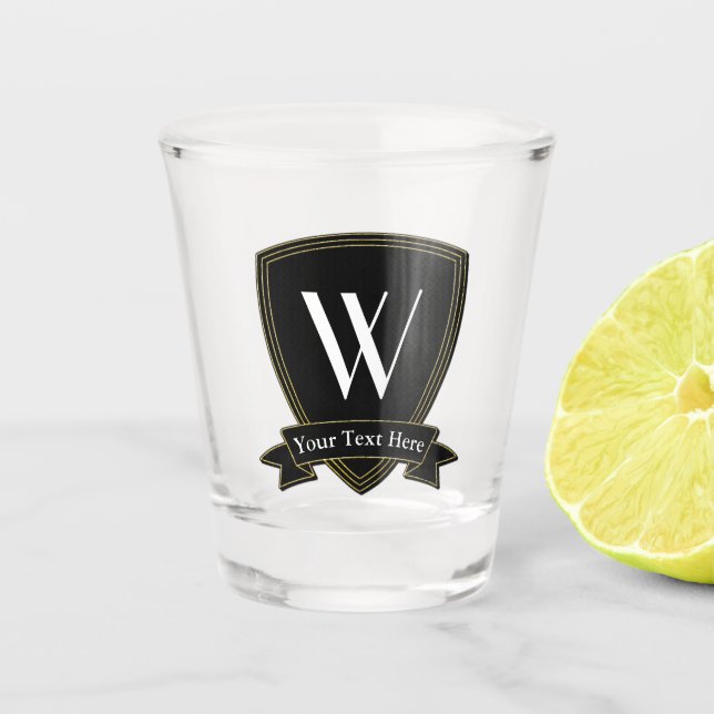 Monogram and Your Text Shot Glass (Front)