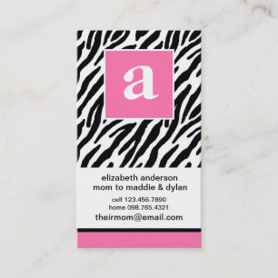 Monogram and Zebra Mummy Calling Cards