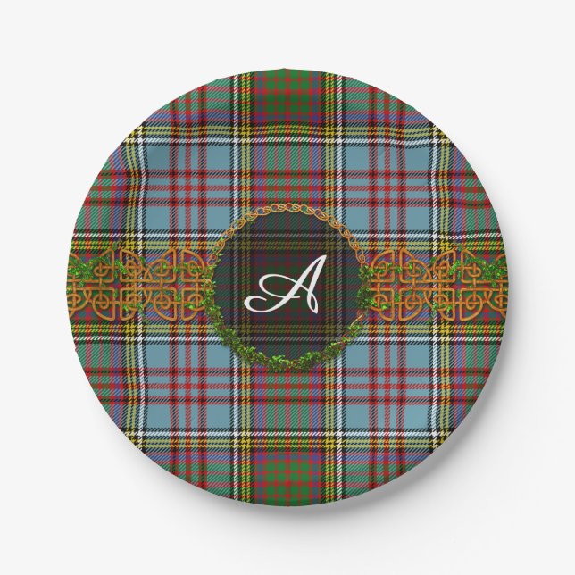 Monogram Anderson Tartan Paper Plate (Front)