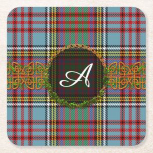 Monogram Anderson Tartan Square Paper Coaster
