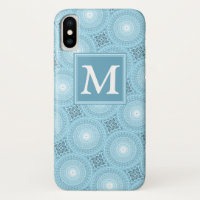 Monogram angel blue circles pattern