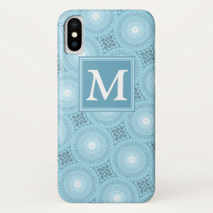 Monogram angel blue circles pattern iPhone x case