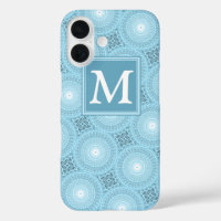 Monogram angel blue circles pattern