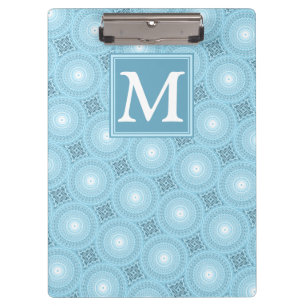 Monogram angel blue circles pattern clipboard
