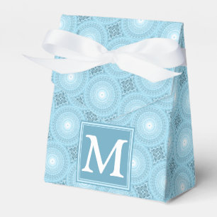 Monogram angel blue circles pattern favour box