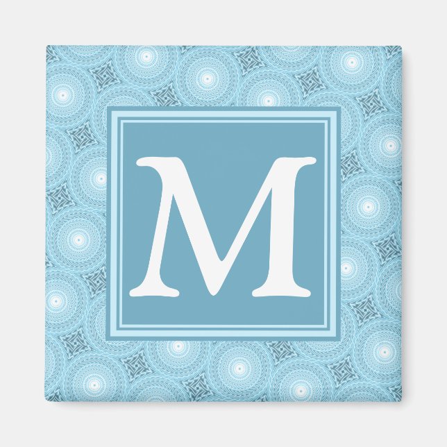 Monogram angel blue circles pattern magnet (Front)