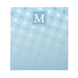 Monogram angel blue circles pattern notepad