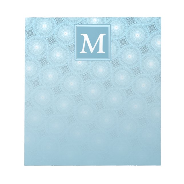 Monogram angel blue circles pattern notepad (Front)