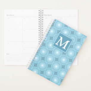 Monogram angel blue circles pattern planner