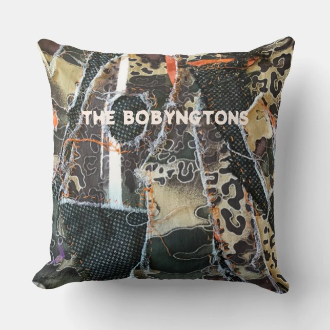 Monogram animal print leopard patchwork pattern  cushion (Front)