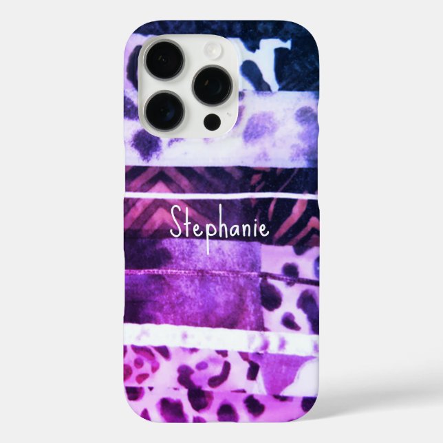 Monogram animal print leopard pink purple girly Case-Mate iPhone case (Back)