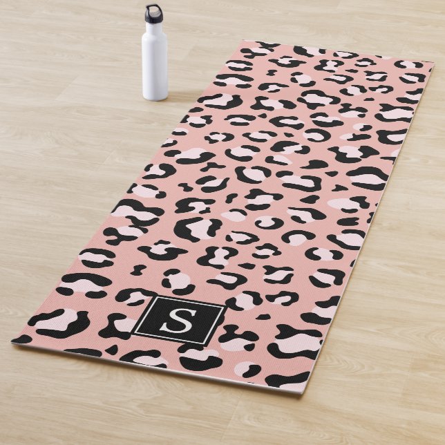 Monogram - Animal Print, Spotted Leopard - Pink Yoga Mat (In Situ)