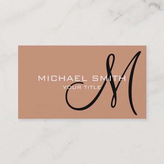 Monogram Antique brass colour background Business Card (Front)