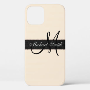 Monogram Antique white Colour Background iPhone 12 Pro Case