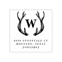 Monogram Antler Wreath Return Address Stamp